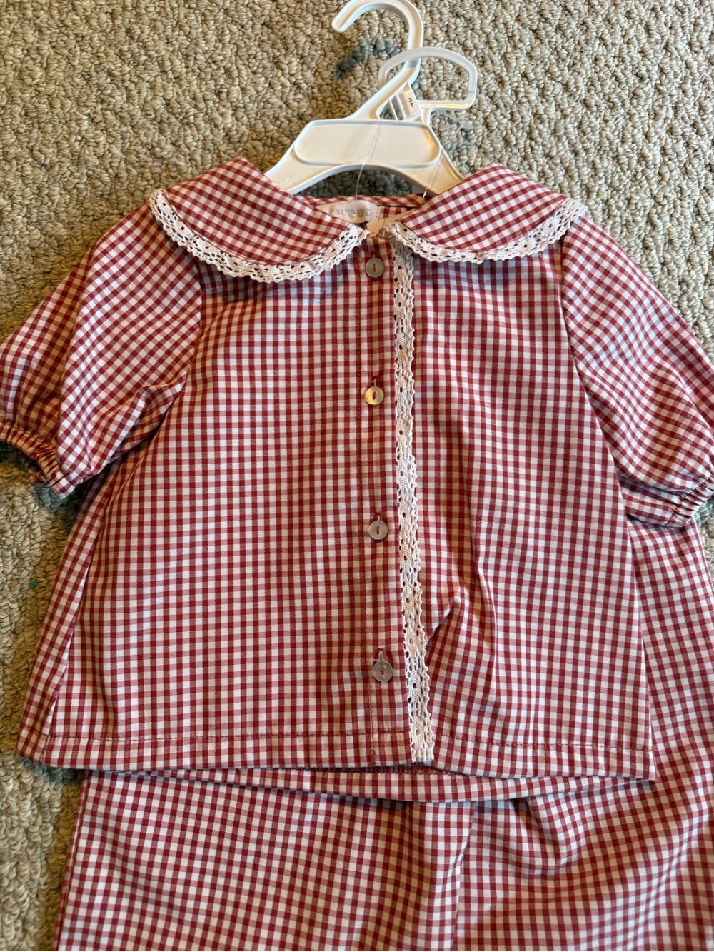 Red Gingham Two-Piece Set with Peter Pan Collar 3T NWT - Picture 3 of 4